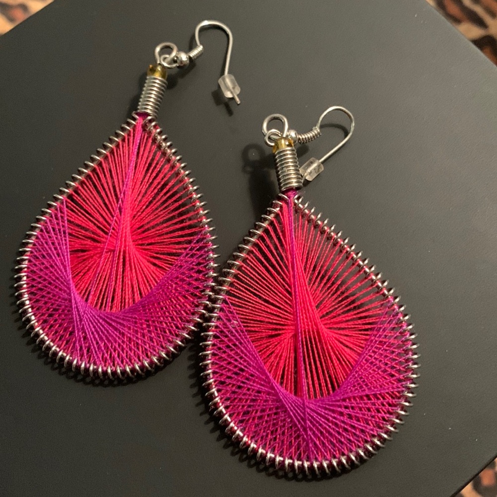Spirograph Magenta Earrings *